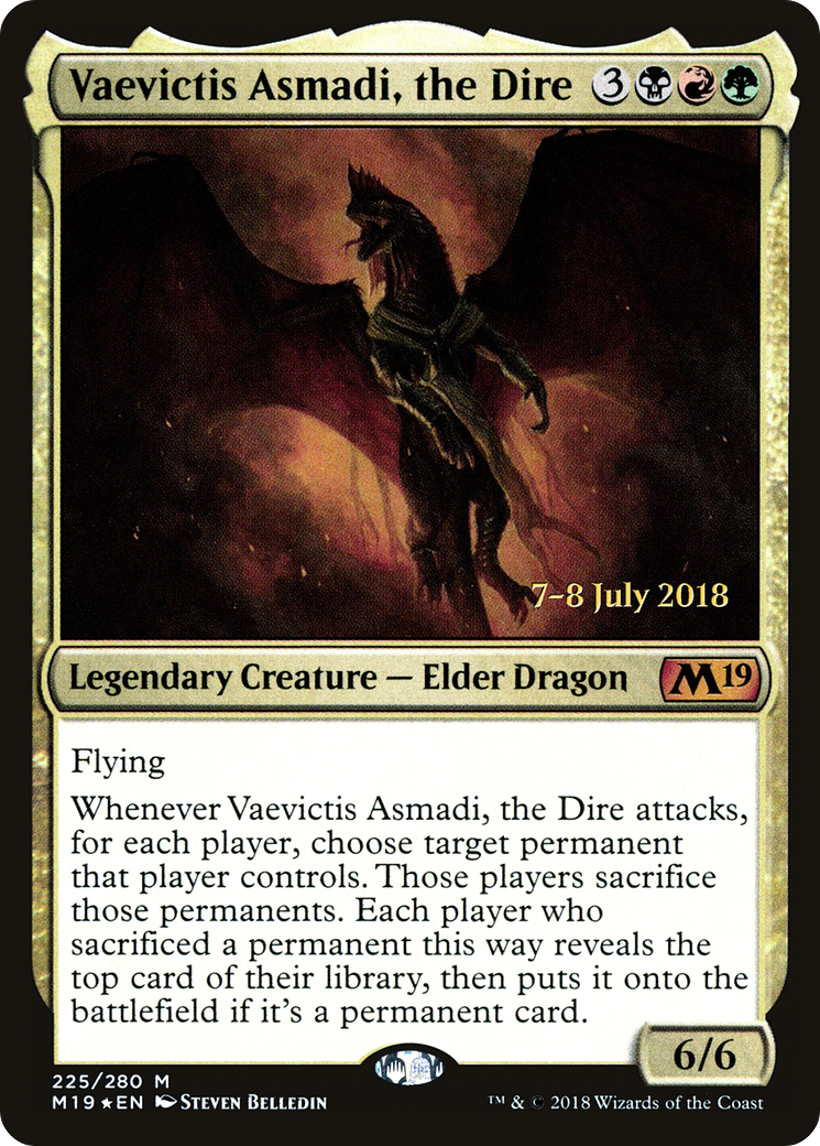 Vaevictis Asmadi, the Dire (PRE-225) [Core Set 2019 Promos] Foil MTG Single Wizards of the Coast