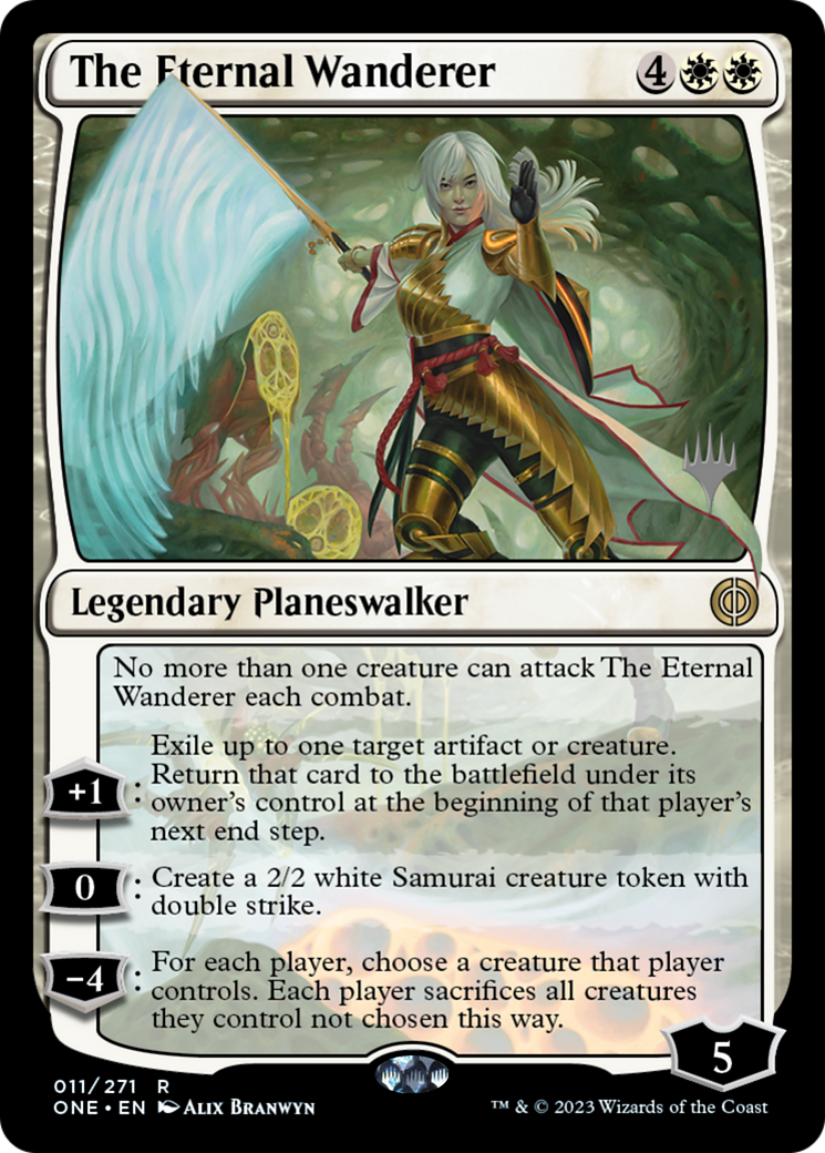The Eternal Wanderer (PPONE-011) [Phyrexia: All Will Be One Promos] Foil MTG Single Wizards of the Coast