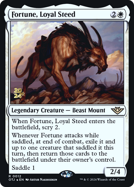 Fortune, Loyal Steed (PRE-012) [Outlaws of Thunder Junction Promos] Foil MTG Single Wizards of the Coast