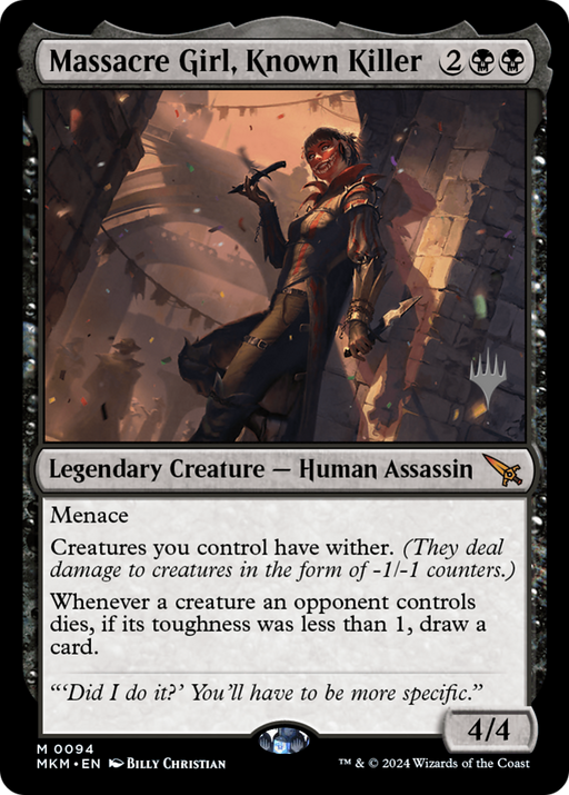 Massacre Girl, Known Killer (PPMKM-094) [Murders at Karlov Manor Promos] MTG Single Wizards of the Coast