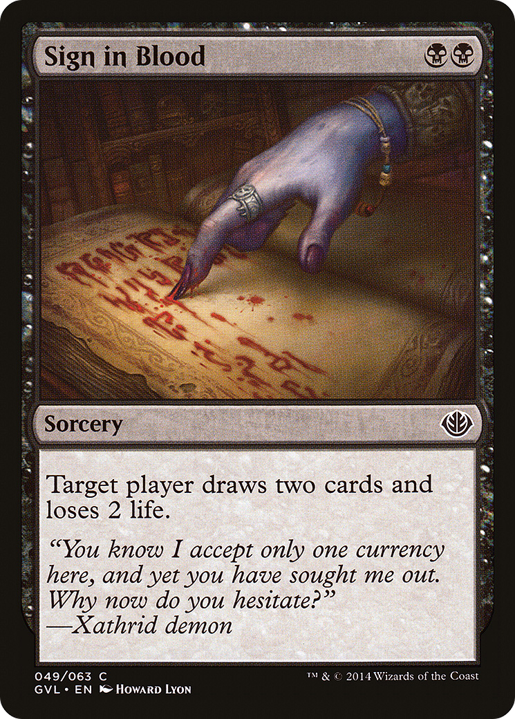 Sign in Blood (DD3-) [Misc] Duel Decks Anthology: Garruk vs. Liliana MTG Single Wizards of the Coast