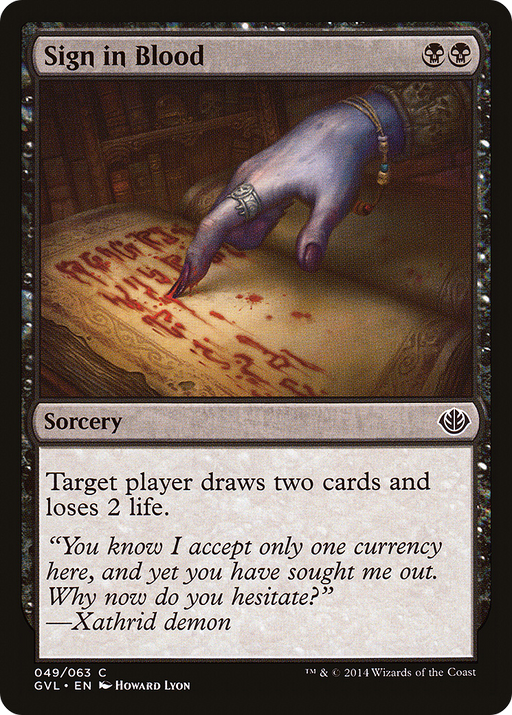 Sign in Blood (DD3-) [Misc] Duel Decks Anthology: Garruk vs. Liliana MTG Single Wizards of the Coast