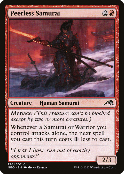 Peerless Samurai (NEO-156) [Kamigawa: Neon Dynasty] MTG Single Wizards of the Coast
