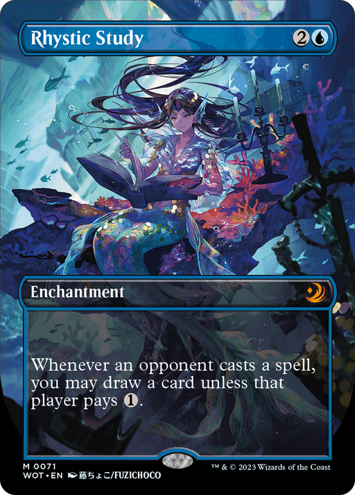 Rhystic Study (Anime Borderless) (WOT-071) [Wilds of Eldraine: Enchanting Tales] (Borderless) MTG Single Wizards of the Coast
