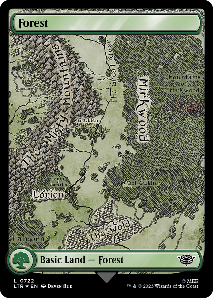 Forest (0722) (Surge Foil) (LTR-722) [The Lord of the Rings: Tales of Middle-earth] Foil MTG Single Wizards of the Coast