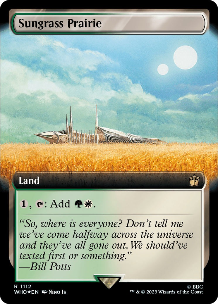Sungrass Prairie (Surge Foil) (WHO-1112) [Doctor Who] (Extended Art) Foil MTG Single Wizards of the Coast