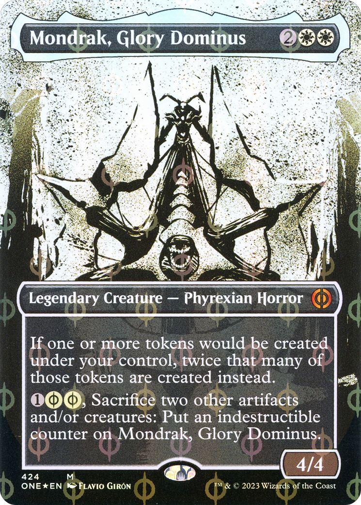 Mondrak, Glory Dominus (Step-and-Compleat Foil) (ONE-424) [Phyrexia: All Will Be One] (Showcase) (Borderless) Foil MTG Single Wizards of the Coast