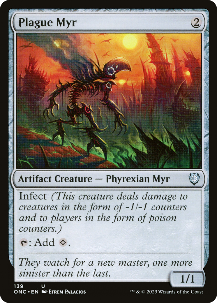 Plague Myr (ONC-139) [Phyrexia: All Will Be One Commander] MTG Single Wizards of the Coast
