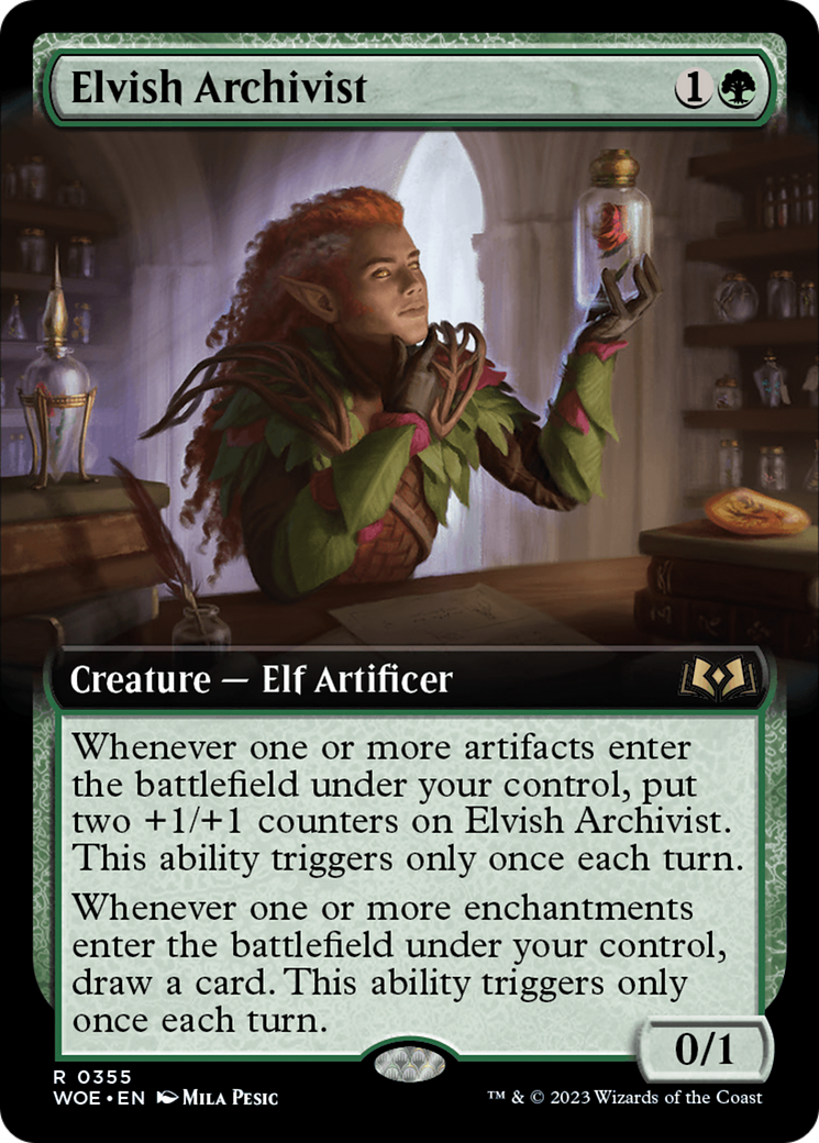 Elvish Archivist (WOE-355) [Wilds of Eldraine] (Extended Art) MTG Single Wizards of the Coast