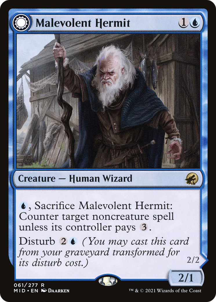 Malevolent Hermit (MID-061) [Innistrad: Midnight Hunt] MTG Single Wizards of the Coast