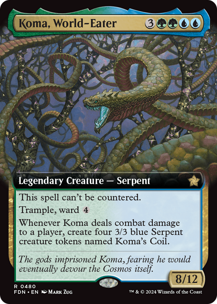 Koma, World-Eater (FDN-480) [Foundations] (Extended Art) Foil MTG Single Wizards of the Coast