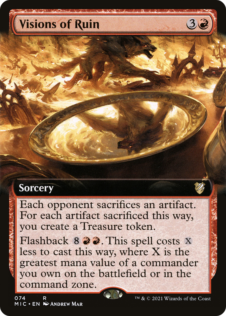 Visions of Ruin (MIC-074) [Midnight Hunt Commander] (Extended Art) MTG Single Wizards of the Coast