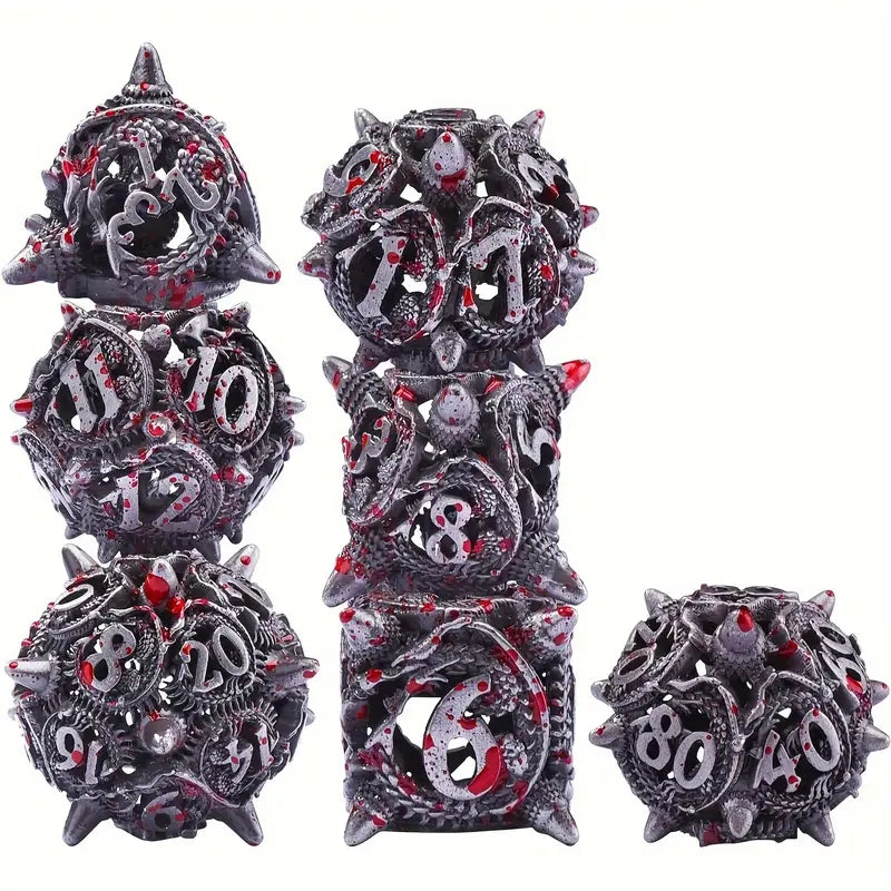 Seriously Good Dice: Hollow Metal 7 Die Set "Bloody Iron Morningstar" Dice & Gaming Accessories Taps Imports