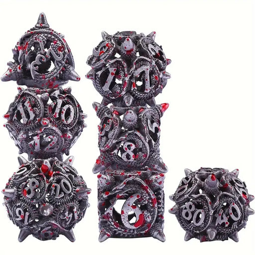 Seriously Good Dice: Hollow Metal 7 Die Set "Bloody Iron Morningstar" Dice & Gaming Accessories Taps Imports