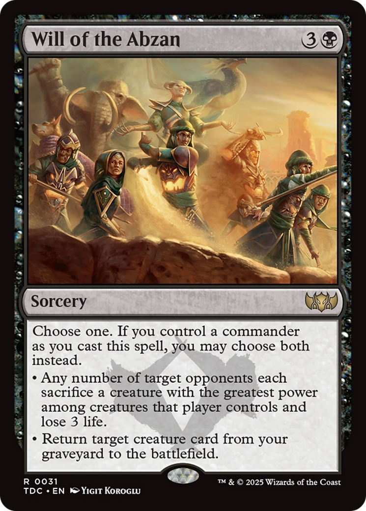 Will of the Abzan (TDC-031) [Commander: Tarkir: Dragonstorm] MTG Single Wizards of the Coast