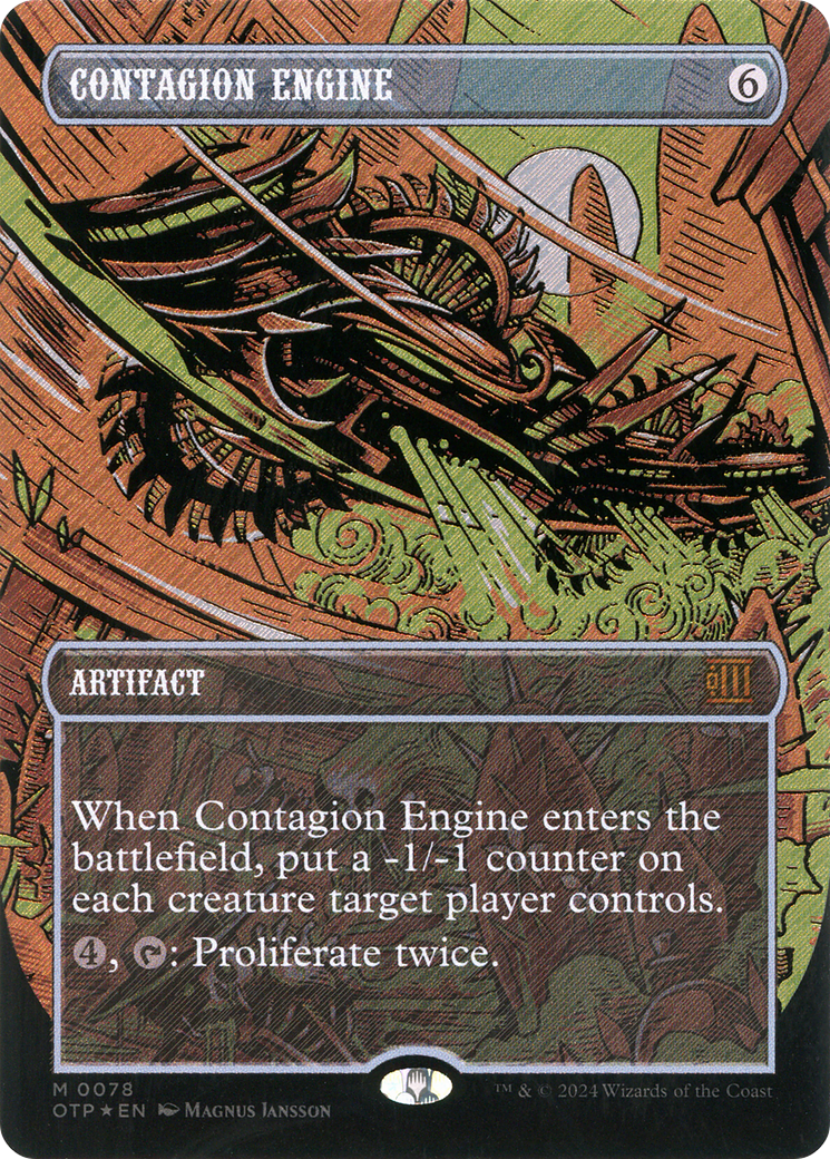 Contagion Engine (Textured Foil) (OTP-078) [Breaking News] (Borderless) Foil MTG Single Wizards of the Coast