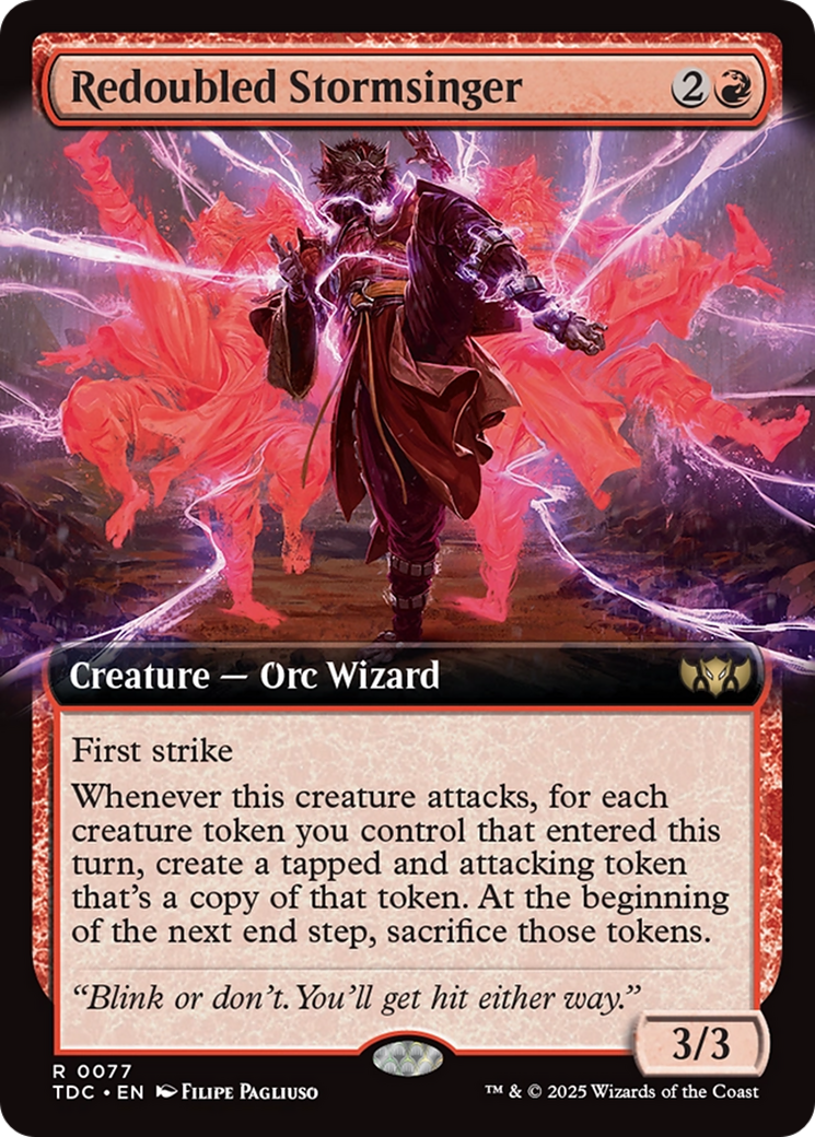 Redoubled Stormsinger (Extended Art) (TDC-077) [Commander: Tarkir: Dragonstorm]: (Extended Art) MTG Single Wizards of the Coast