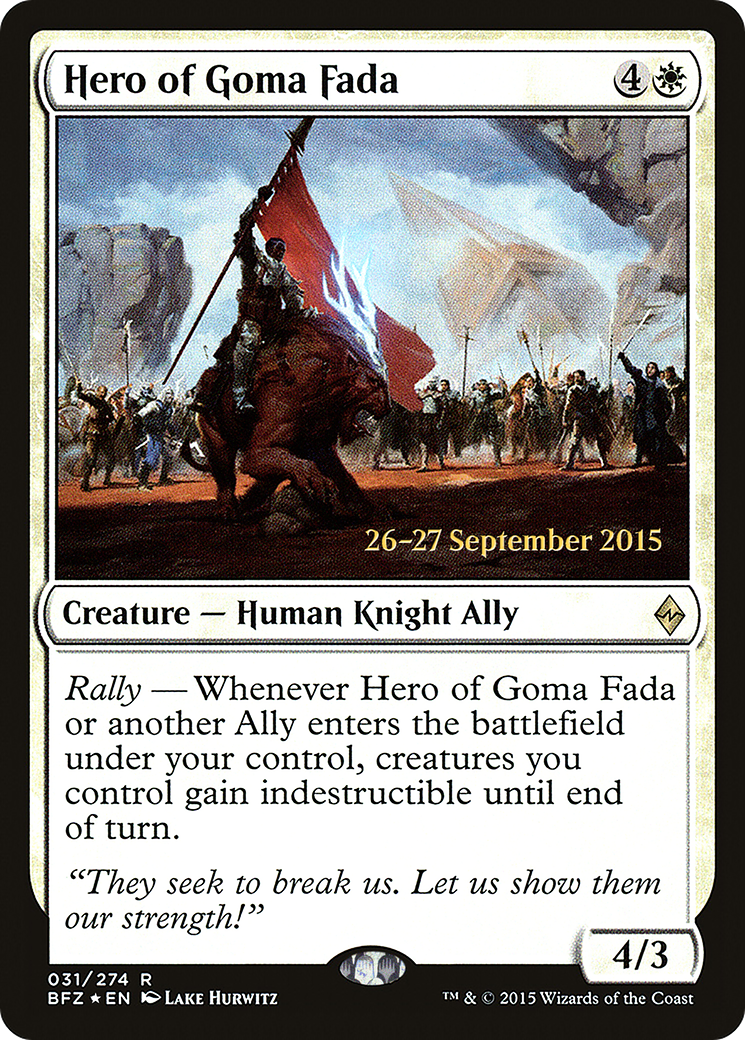 Hero of Goma Fada (PRE-031) [Battle for Zendikar Promos] Foil MTG Single Wizards of the Coast