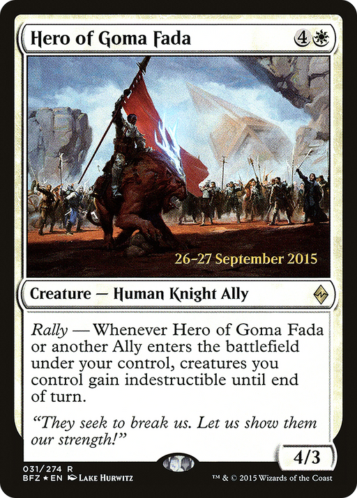 Hero of Goma Fada (PRE-031) [Battle for Zendikar Promos] Foil MTG Single Wizards of the Coast