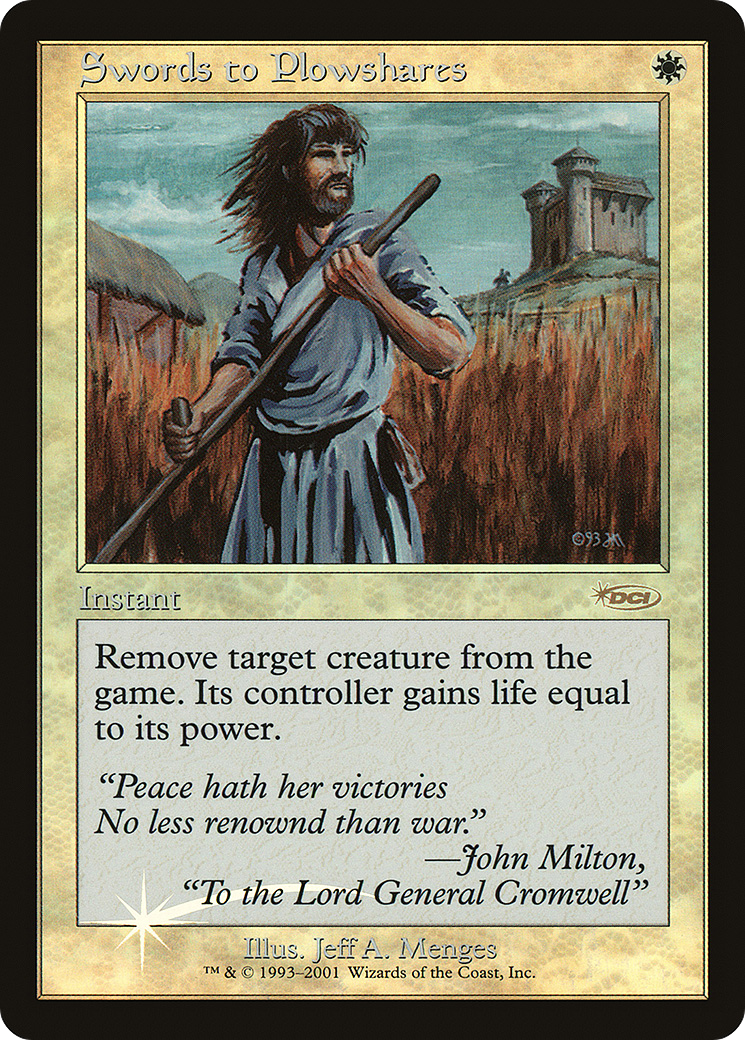 Swords to Plowshares (FNM-006) [Misc] Friday Night Magic 2001 Foil MTG Single Wizards of the Coast