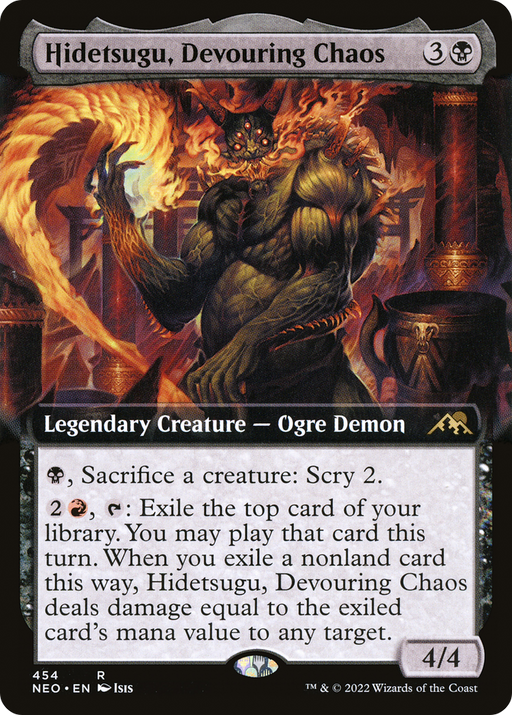 Hidetsugu, Devouring Chaos (NEO-454) [Kamigawa: Neon Dynasty] (Extended Art) MTG Single Wizards of the Coast