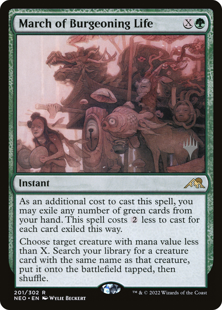March of Burgeoning Life (PPNEO-201P) [Kamigawa: Neon Dynasty Promos] Foil MTG Single Wizards of the Coast