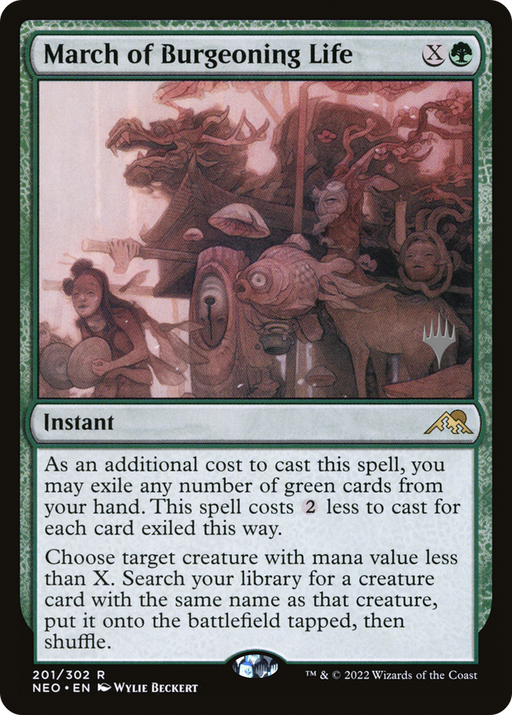March of Burgeoning Life (PPNEO-201P) [Kamigawa: Neon Dynasty Promos] Foil MTG Single Wizards of the Coast