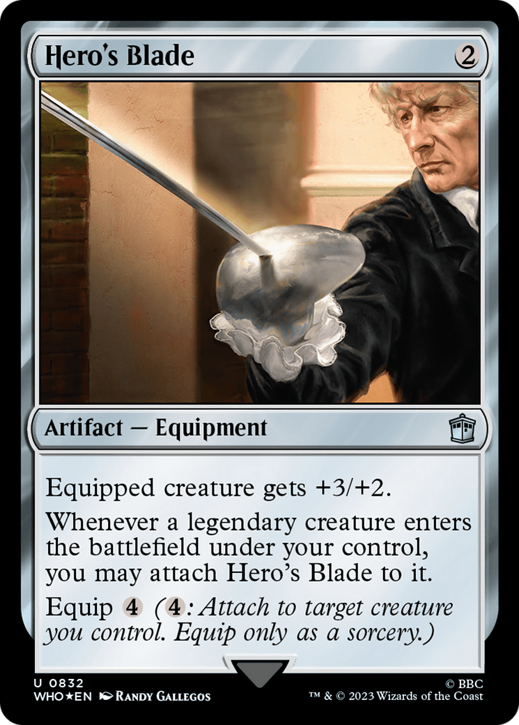Hero's Blade (Surge Foil) (WHO-832) [Doctor Who] Foil MTG Single Wizards of the Coast