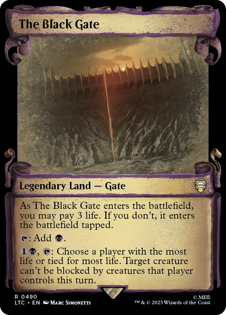 The Black Gate (Showcase Scrolls) (LTC-490) [Tales of Middle-earth Commander] (Showcase) MTG Single Wizards of the Coast