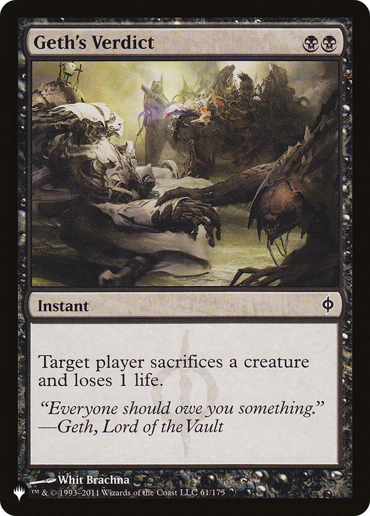 Geth's Verdict (LIST-61/175) [Mystery Booster] The List MTG Single Wizards of the Coast