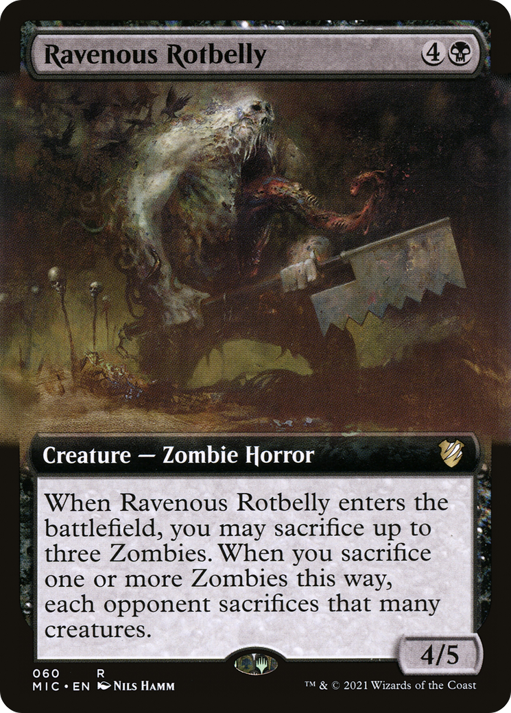 Ravenous Rotbelly (MIC-060) [Midnight Hunt Commander] (Extended Art) MTG Single Wizards of the Coast