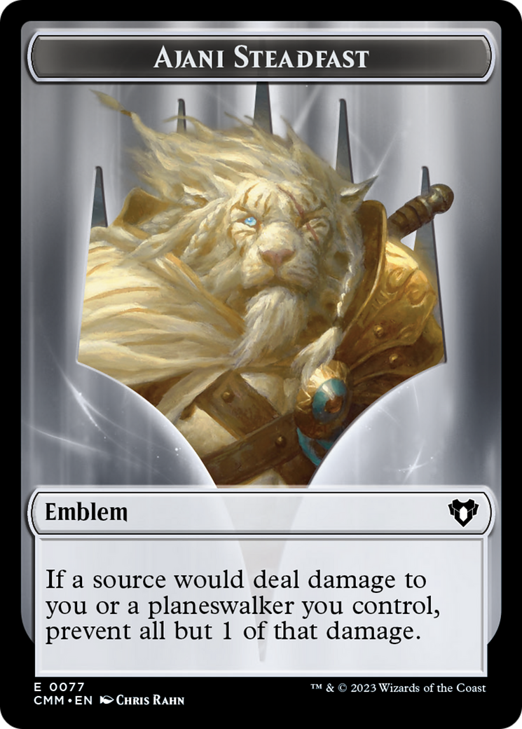 Ajani Steadfast Emblem (TCMM-077) [Tokens] Commander Masters Tokens Foil MTG Single Wizards of the Coast