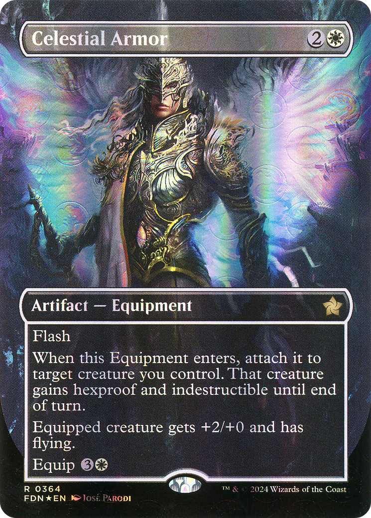 Celestial Armor (Mana Foil) (FDN-364) [Foundations] (Borderless) Foil MTG Single Wizards of the Coast