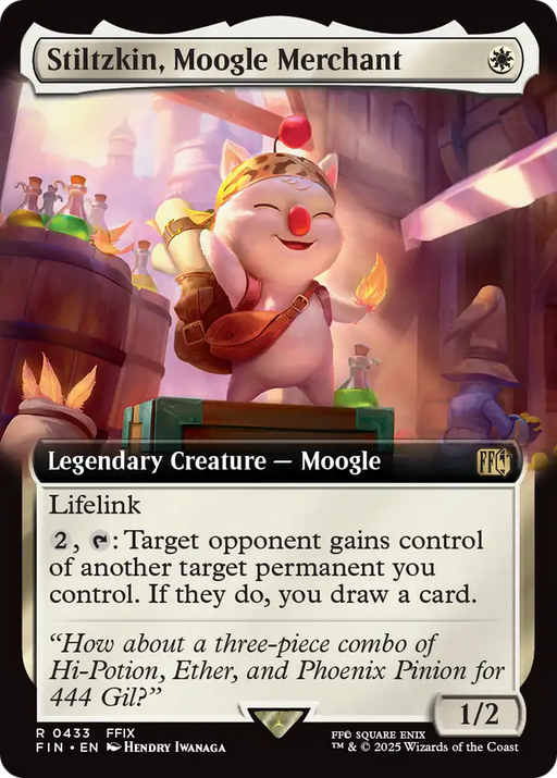 Stiltzkin, Moogle Merchant (FIN-433) [FINAL FANTASY] (Extended Art) Foil MTG Single Wizards of the Coast
