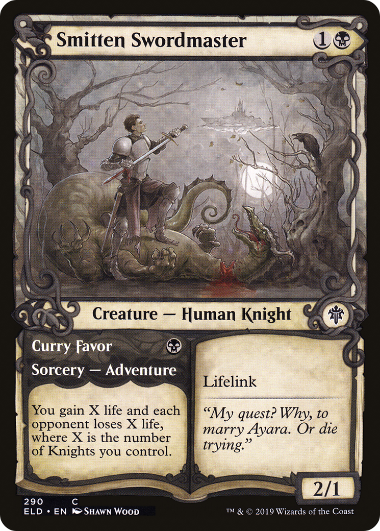 Smitten Swordmaster // Curry Favor (ELD-290) [Throne of Eldraine] (Showcase) Foil MTG Single Wizards of the Coast