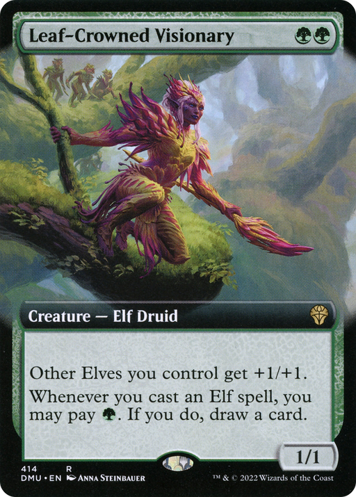 Leaf-Crowned Visionary (DMU-414) [Dominaria United] (Extended Art) MTG Single Wizards of the Coast