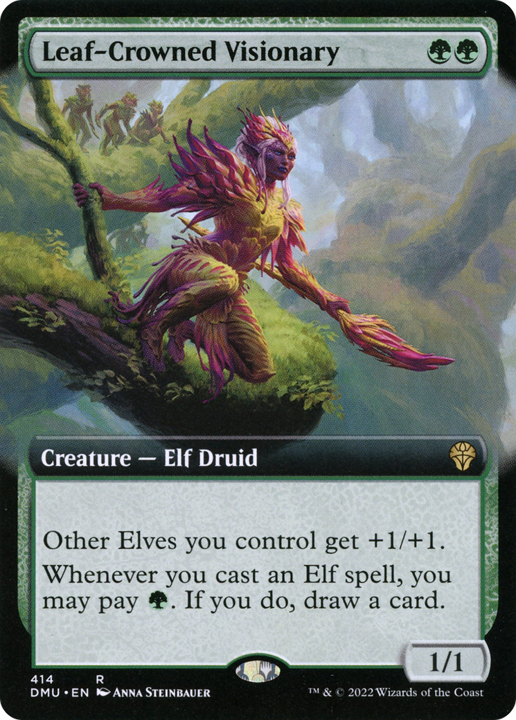 Leaf-Crowned Visionary (DMU-414) [Dominaria United] (Extended Art) Foil MTG Single Wizards of the Coast