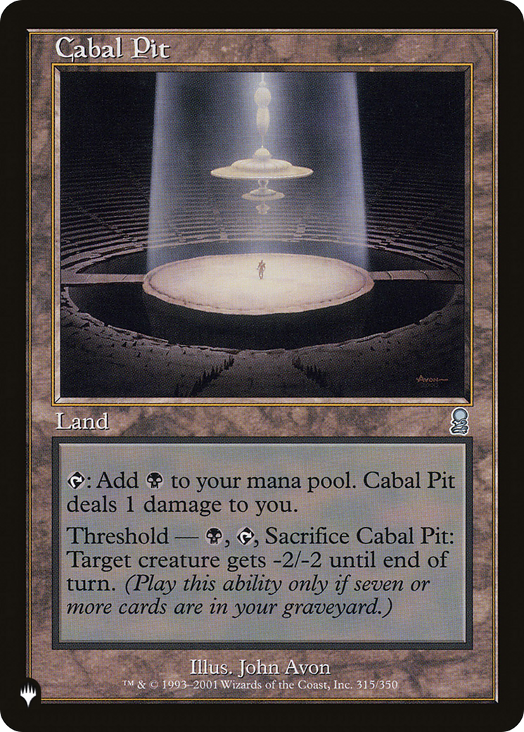 Cabal Pit (LIST-315/350) [Mystery Booster] The List MTG Single Wizards of the Coast