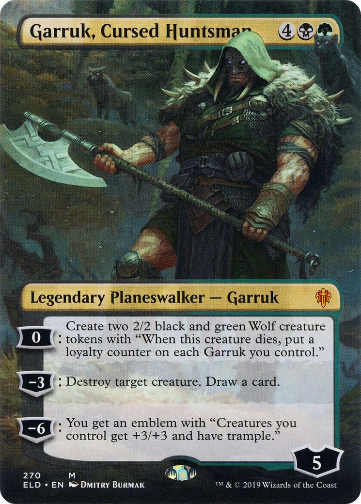 Garruk, Cursed Huntsman (ELD-270) [Throne of Eldraine] (Borderless) Foil MTG Single Wizards of the Coast