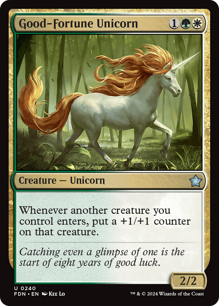 Good-Fortune Unicorn (FDN-240) [Foundations] Foil MTG Single Wizards of the Coast