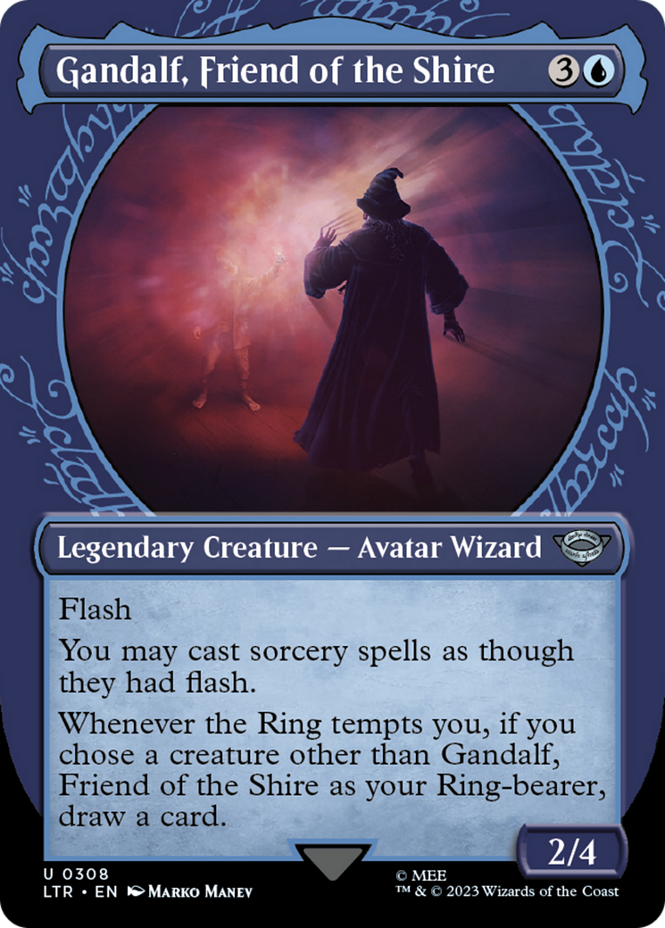 Gandalf, Friend of the Shire (LTR-308) [The Lord of the Rings: Tales of Middle-earth] (Showcase) (Borderless) MTG Single Wizards of the Coast