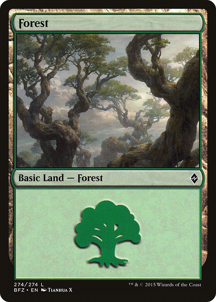 Forest (BFZ-274A) [Battle for Zendikar] MTG Single Wizards of the Coast