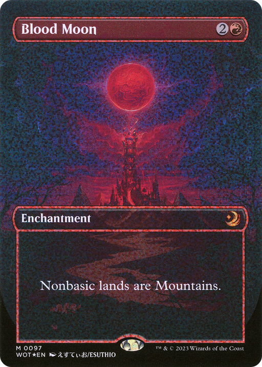 Blood Moon (Anime Borderless) (Confetti Foil) (WOT-097) [Wilds of Eldraine: Enchanting Tales] (Borderless) Foil MTG Single Wizards of the Coast