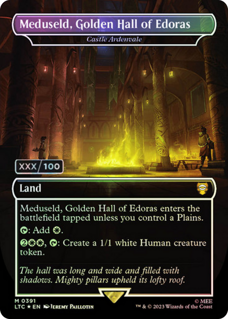Meduseld, Golden Hall of Edoras - Castle Ardenvale (Serial Numbered) (LTC-391) [Tales of Middle-earth Commander] (Borderless) Foil MTG Single Wizards of the Coast