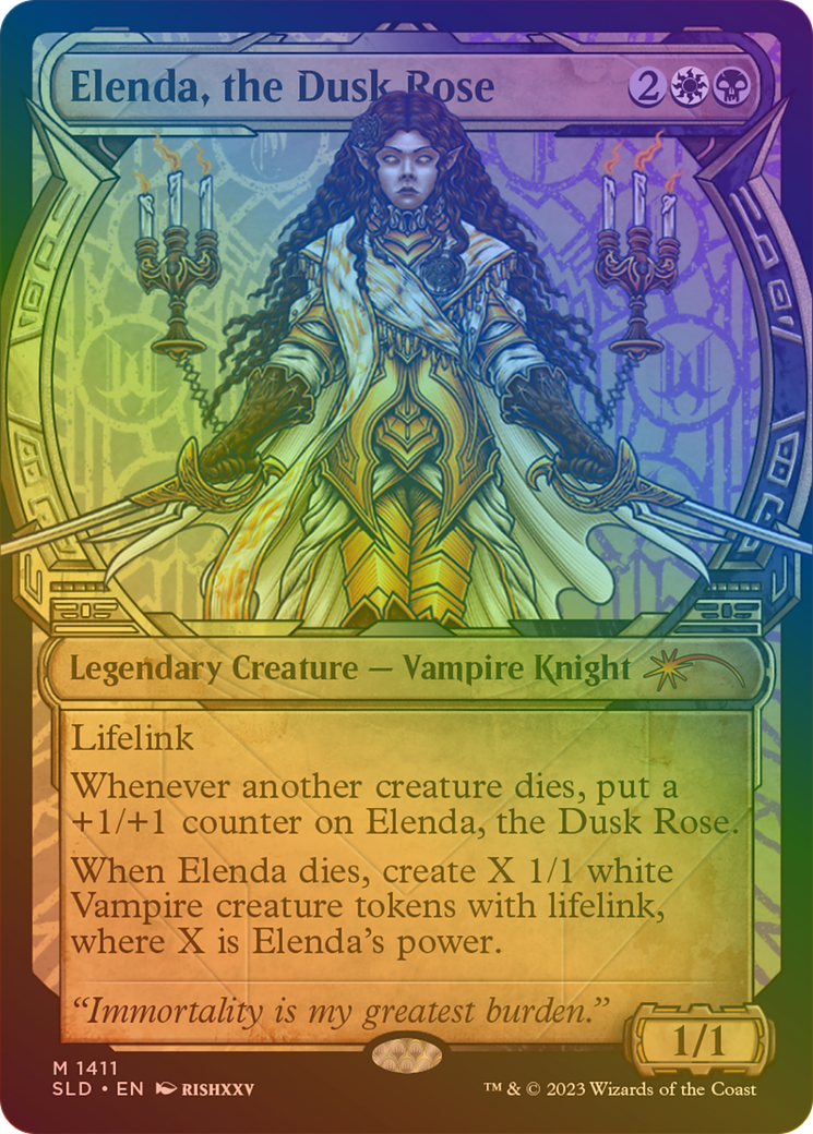 Elenda, the Dusk Rose (Rainbow Foil) (SLD-1411) [Secret Lair Drop] (Showcase) Foil
