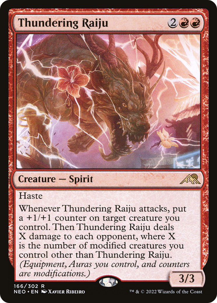 Thundering Raiju (NEO-166) [Kamigawa: Neon Dynasty] Foil MTG Single Wizards of the Coast