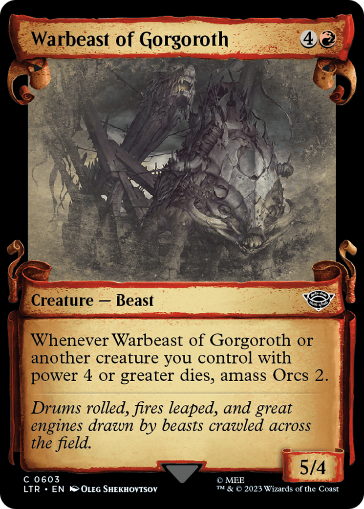Warbeast of Gorgoroth (Showcase Scrolls) (LTR-603) [The Lord of the Rings: Tales of Middle-earth] (Showcase) Foil MTG Single Wizards of the Coast