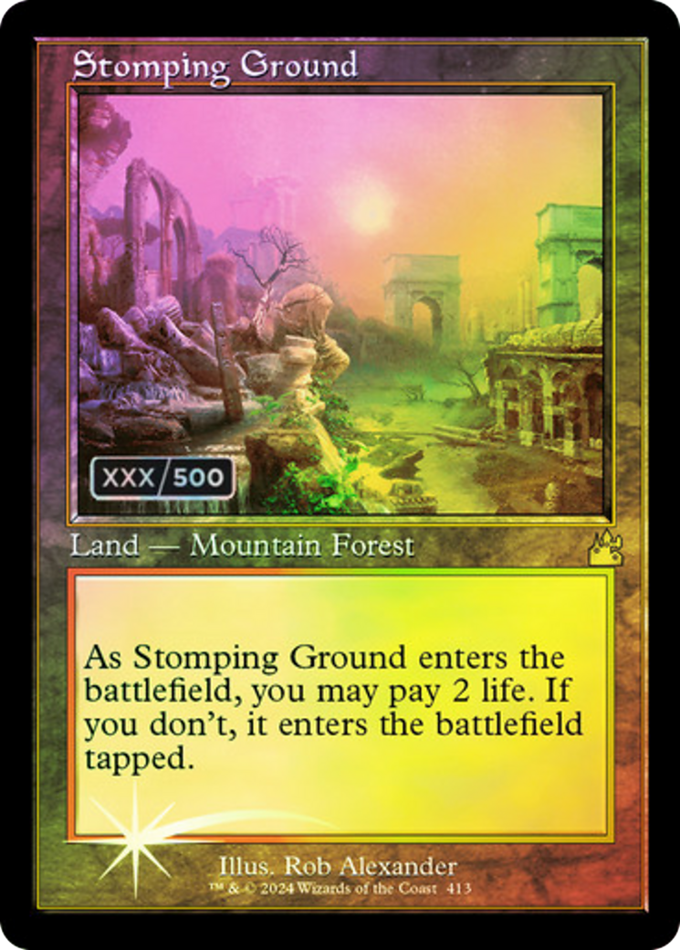 Stomping Ground (Serial Numbered) (RVR-413) [Ravnica Remastered] Foil MTG Single Wizards of the Coast