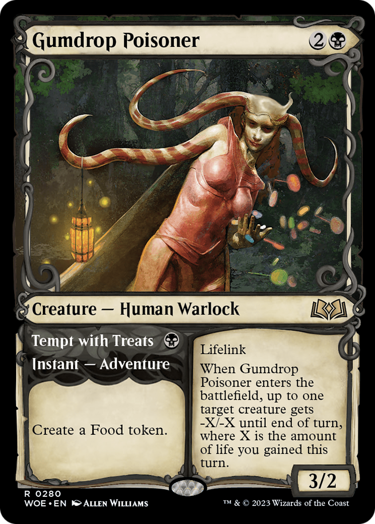 Gumdrop Poisoner // Tempt with Treats (WOE-280) [Wilds of Eldraine] (Showcase) Foil MTG Single Wizards of the Coast
