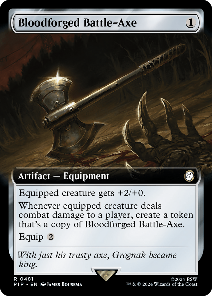 Bloodforged Battle-Axe (PIP-481) [Fallout] (Extended Art) MTG Single Wizards of the Coast